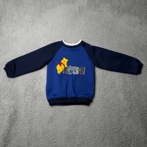 Vintage 90's Disney Winnie the Pooh Sweater Kids 5T Blue Embroidered Long Sleeve